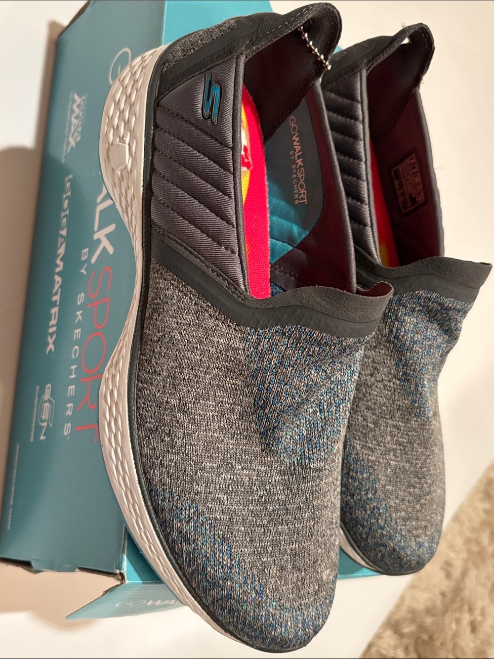 NWT Skechers GOwalk Sport Slip-On Sneakers in Gray and Blue 6 supreme
